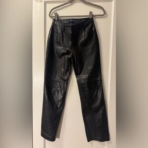 Ann Taylor Black Leather Boot Cut Pants